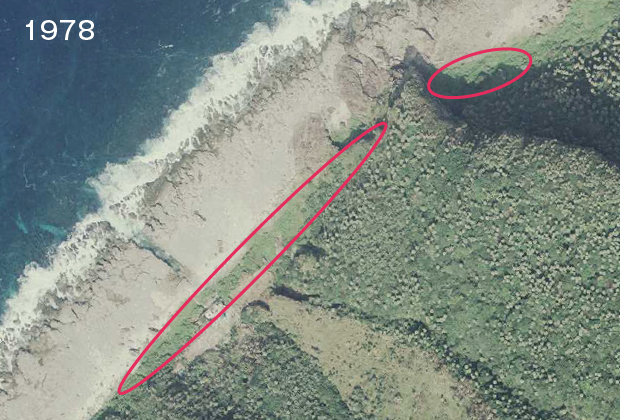 岛的西侧、海湾周边的变迁。1978年