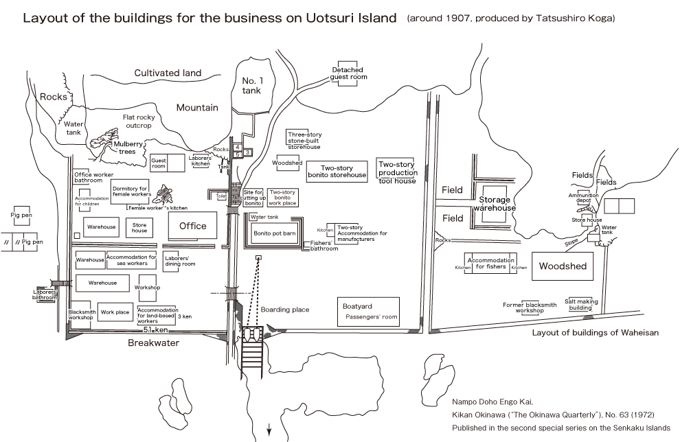 Layout of the buildings for the business on Uotsuri Island